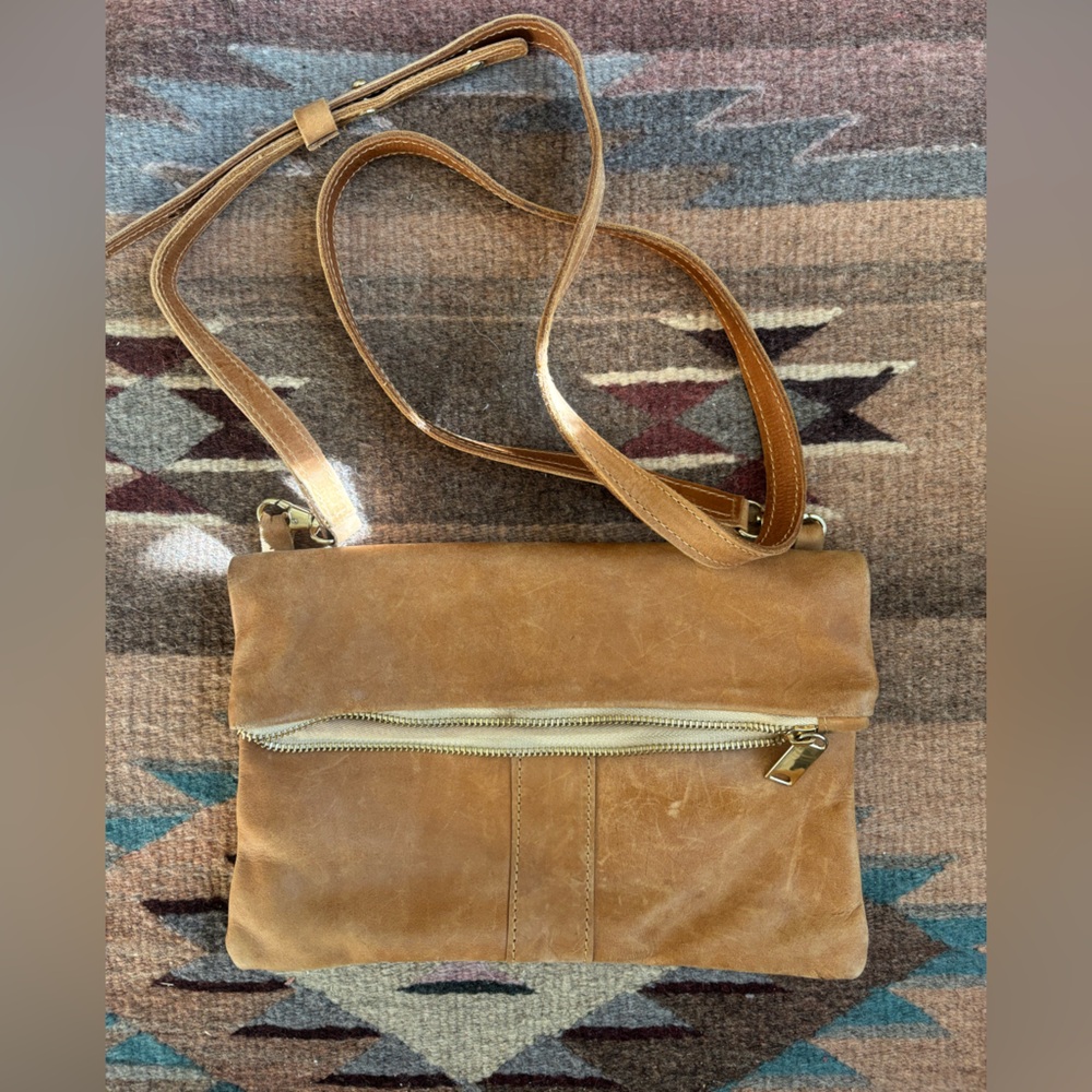 Noonday Collection Brown Leather Crossbody Bag